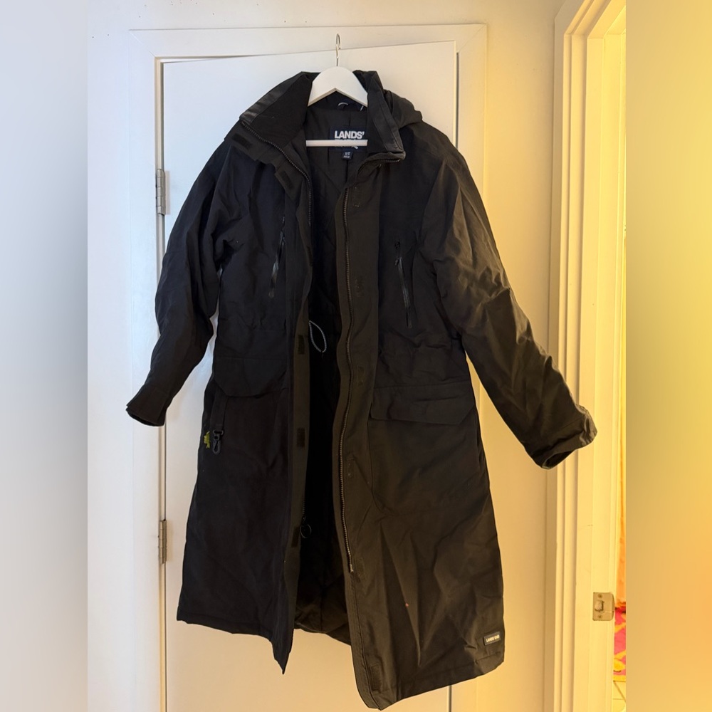 Lands' End Black Squall Parka Petite L